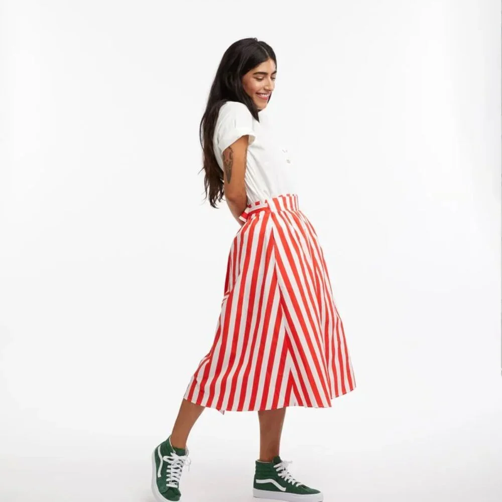 Ban.do Easy Wrap Skirt in Red & Ivory Stripes - Picture 6 of 7